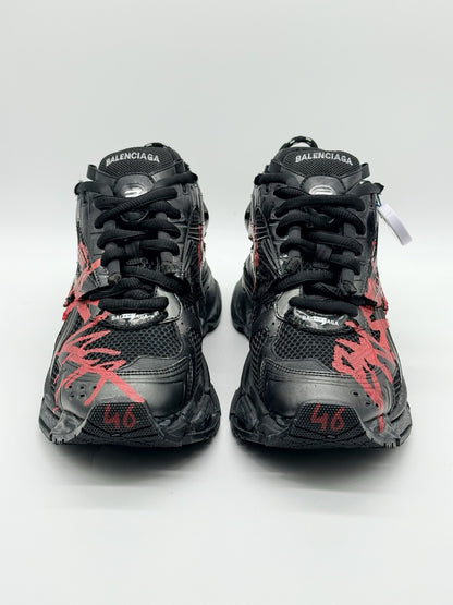 Size 13 - Balenciaga Runner Sneaker Graffiti - Black Red