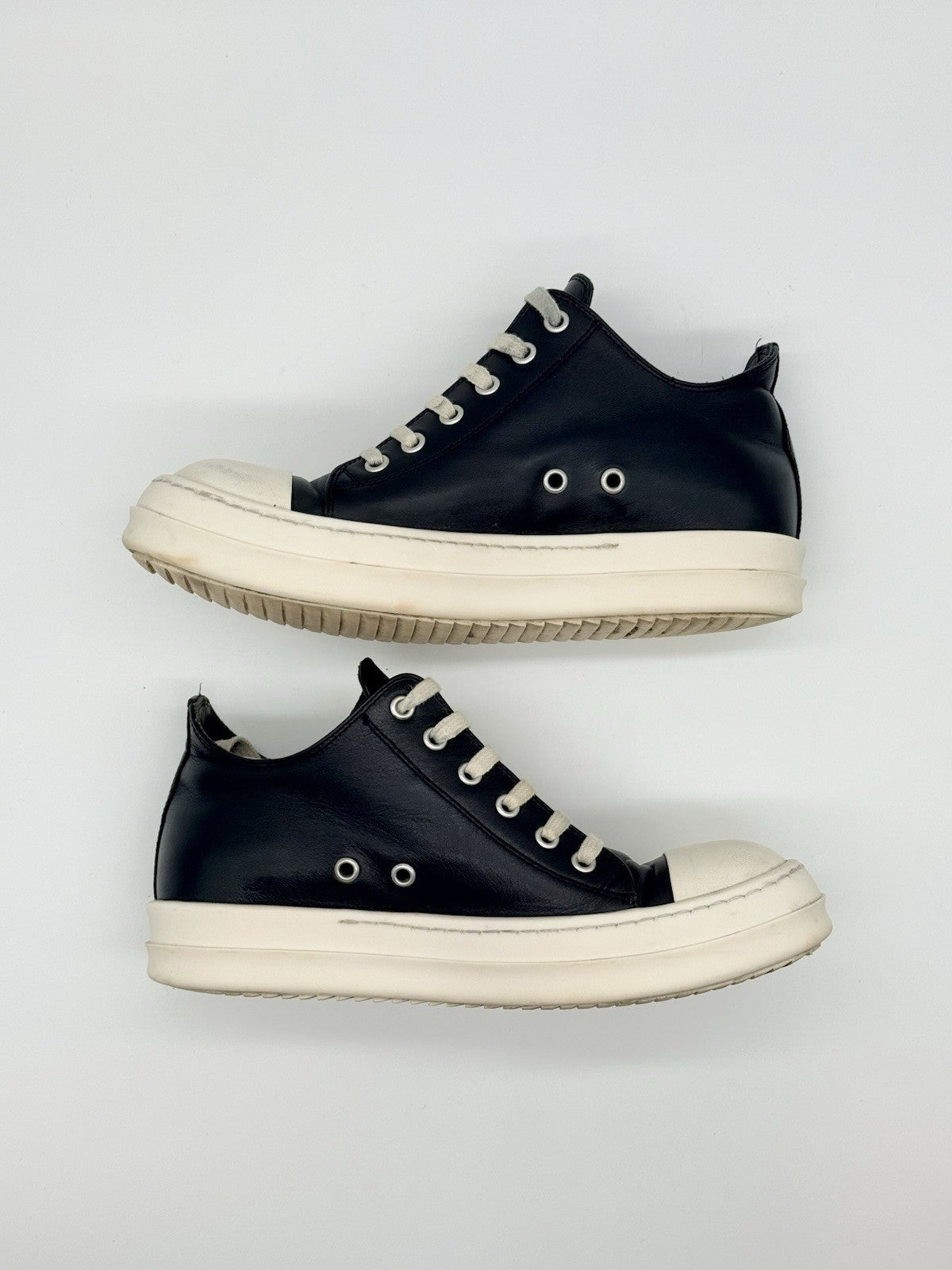 Size 7 - Rick Owens Ramones Low Black Mainline Leather Women’s