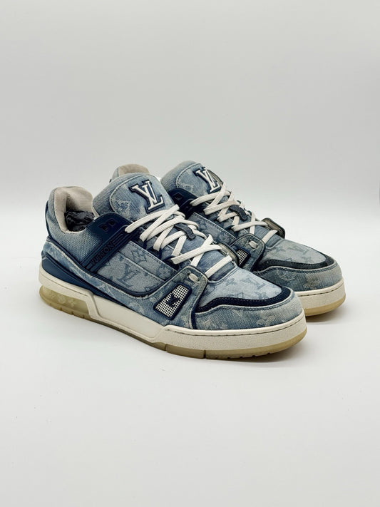 Size 9 - Louis Vuitton Trainer Sneaker Blue Monogram Denim