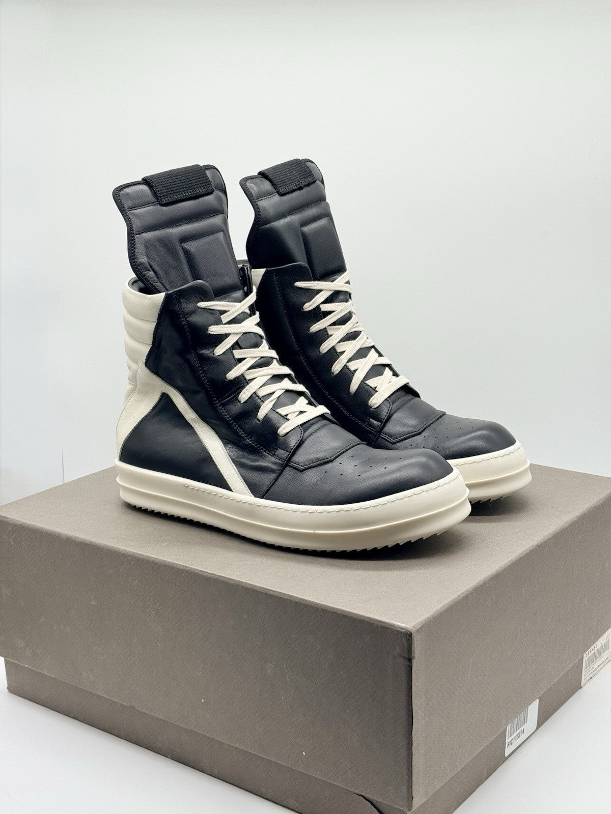 Size 8.5 - Rick Owens Geobasket Black Milk