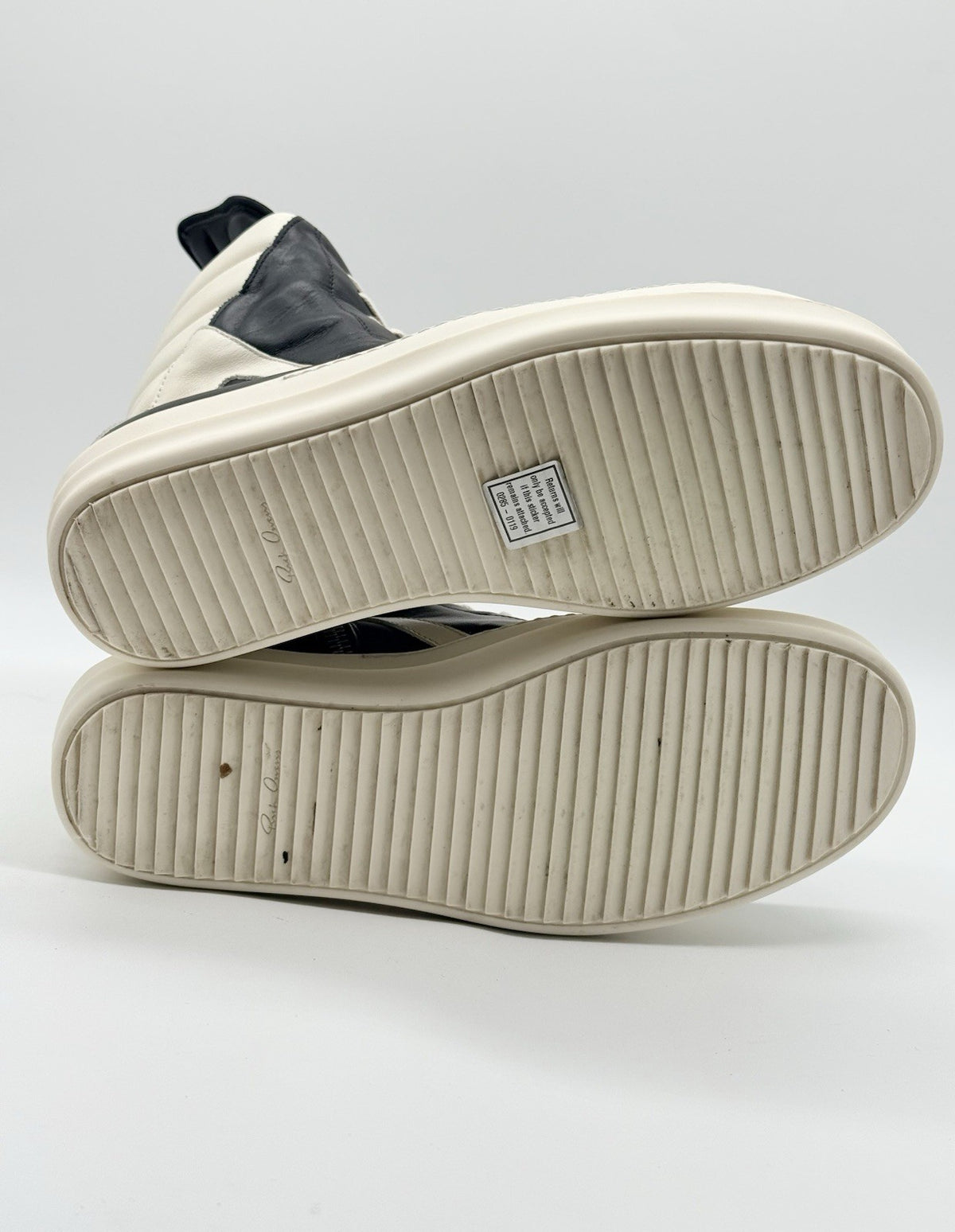 Size 8.5 - Rick Owens Geobasket Black Milk