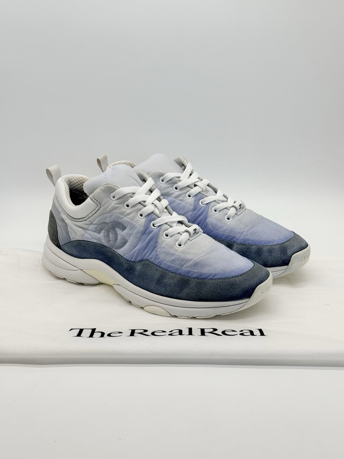Size 8.5 - CHANEL CC Trainer Blue Suede