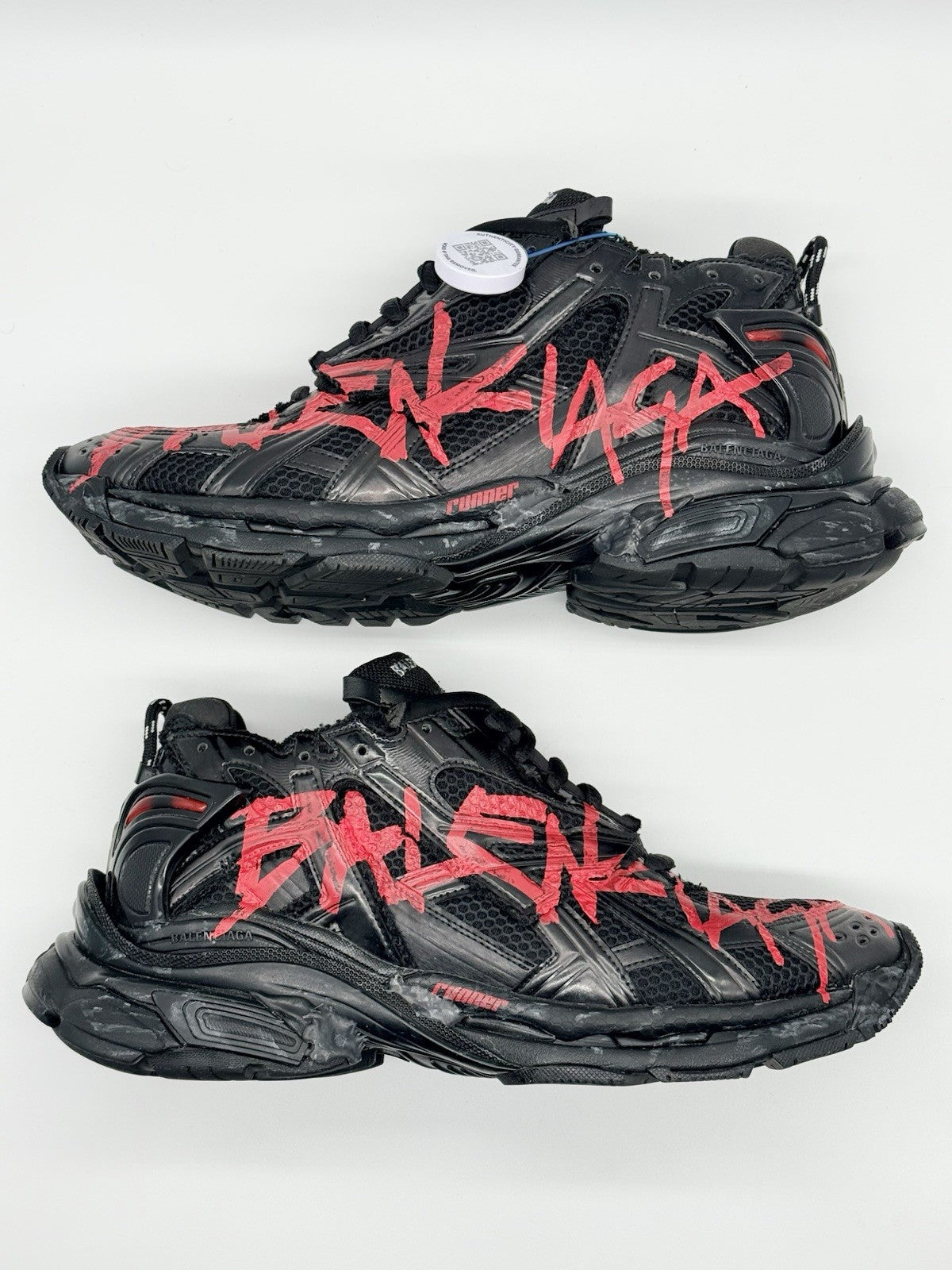 Size 13 - Balenciaga Runner Sneaker Graffiti - Black Red
