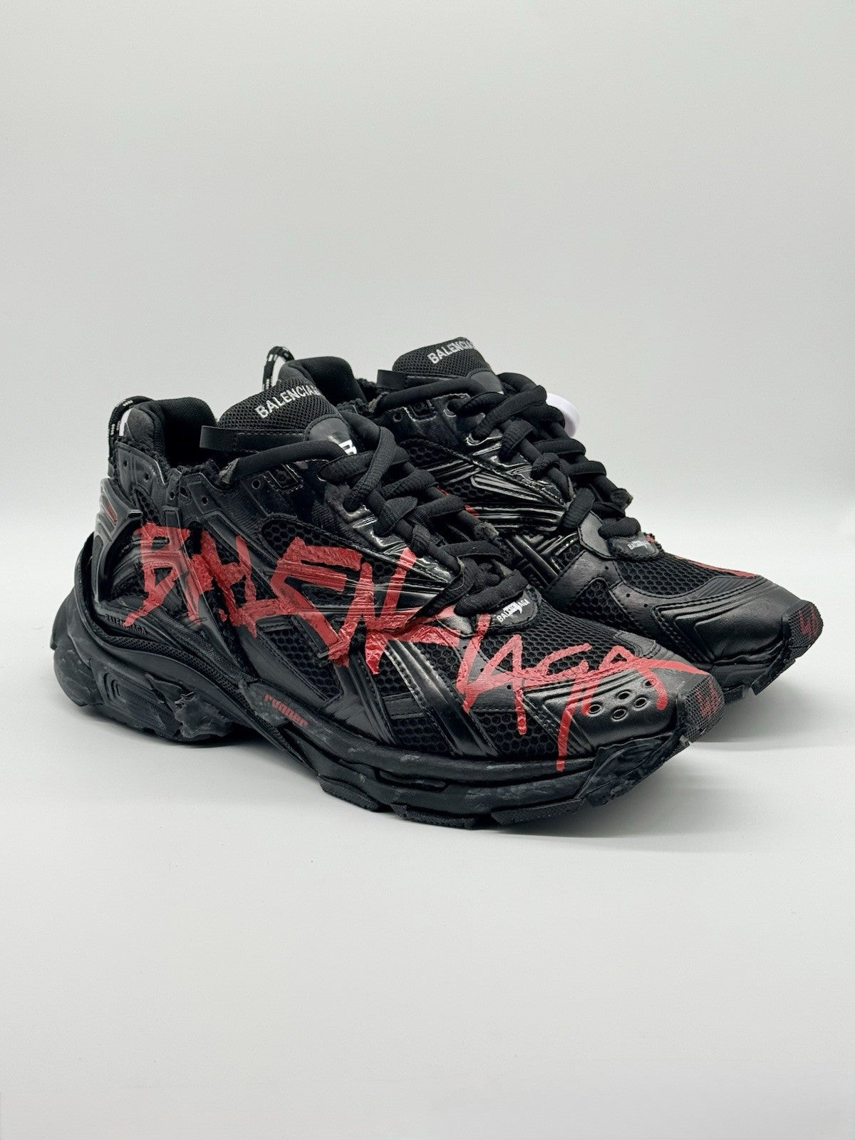 Size 13 - Balenciaga Runner Sneaker Graffiti - Black Red