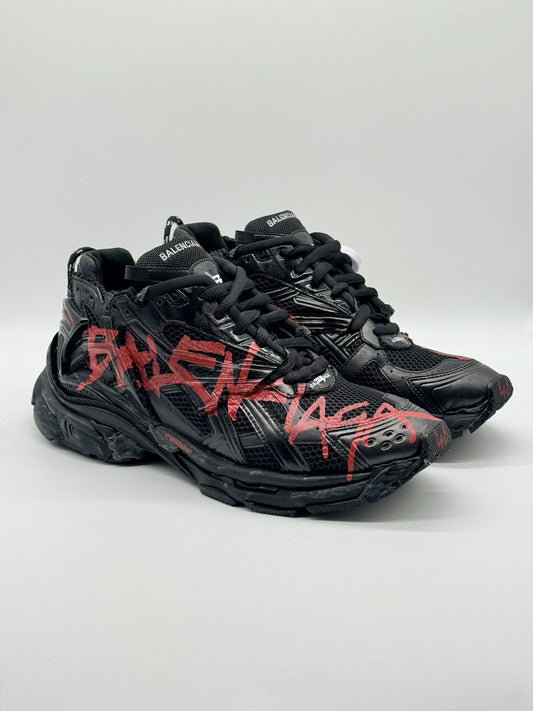 Size 13 - Balenciaga Runner Sneaker Graffiti - Black Red