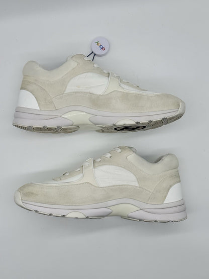 Size 12 - Chanel CC Logo Sneaker White Suede